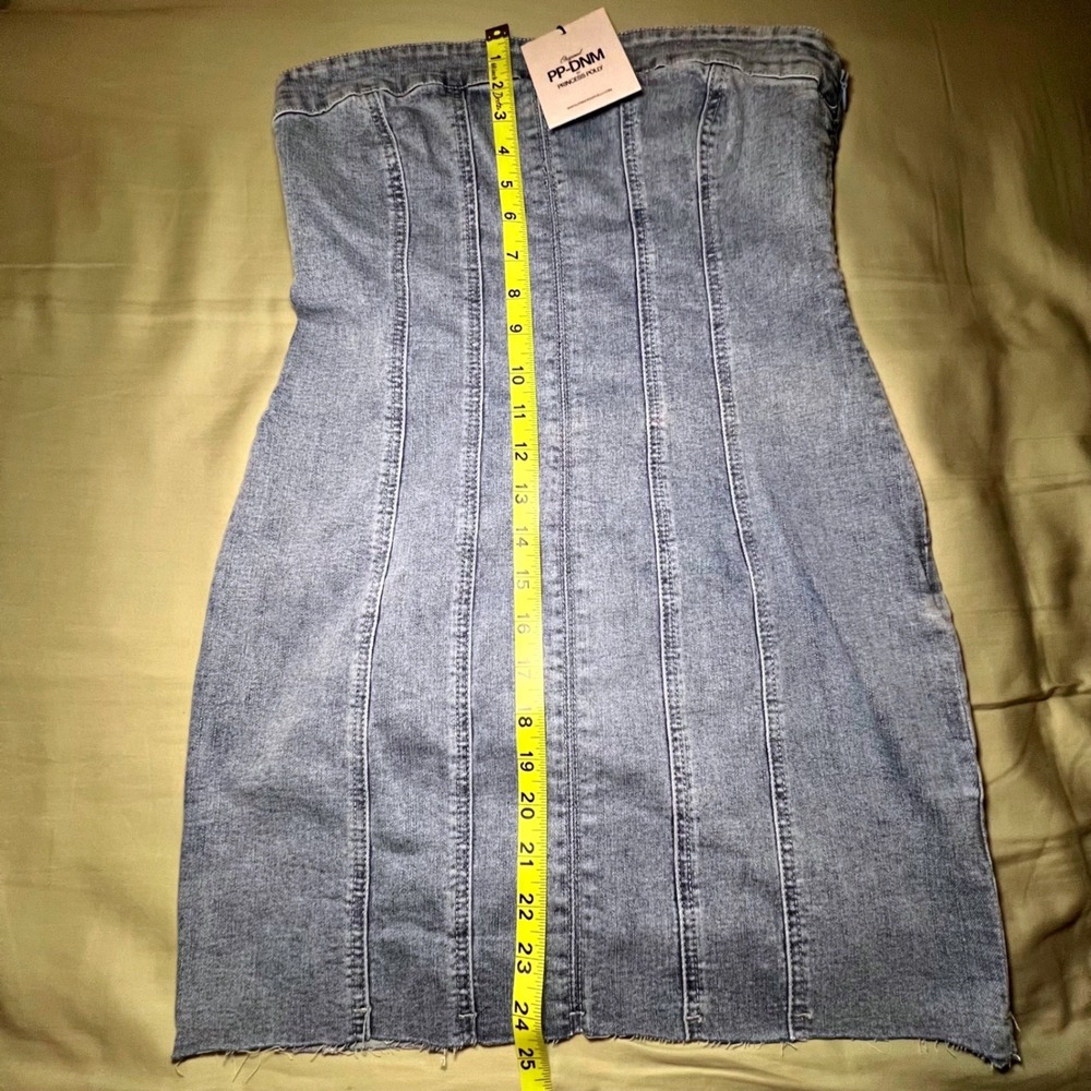 Princess Polly Haven Mini Dress Denim Light Wash Blue Strapless US 6 NEW - Picture 5 of 7